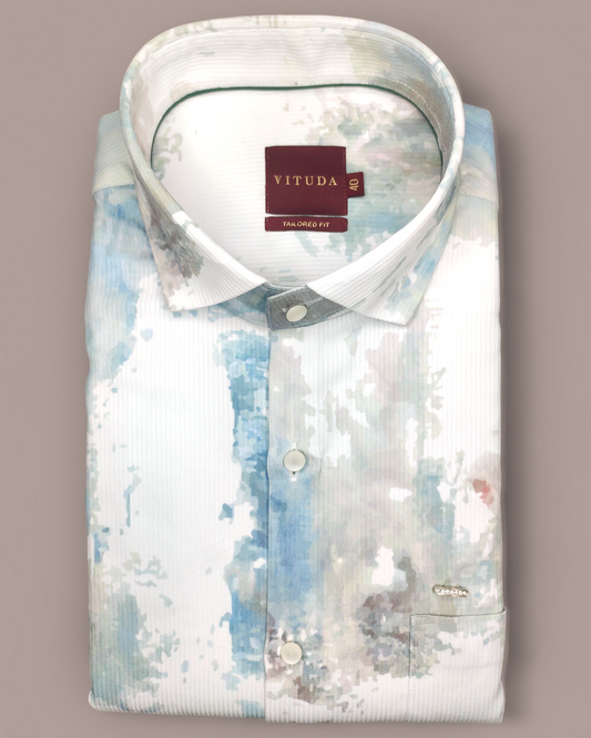 Men’s Watercolor Printed Half Sleeve Shirt