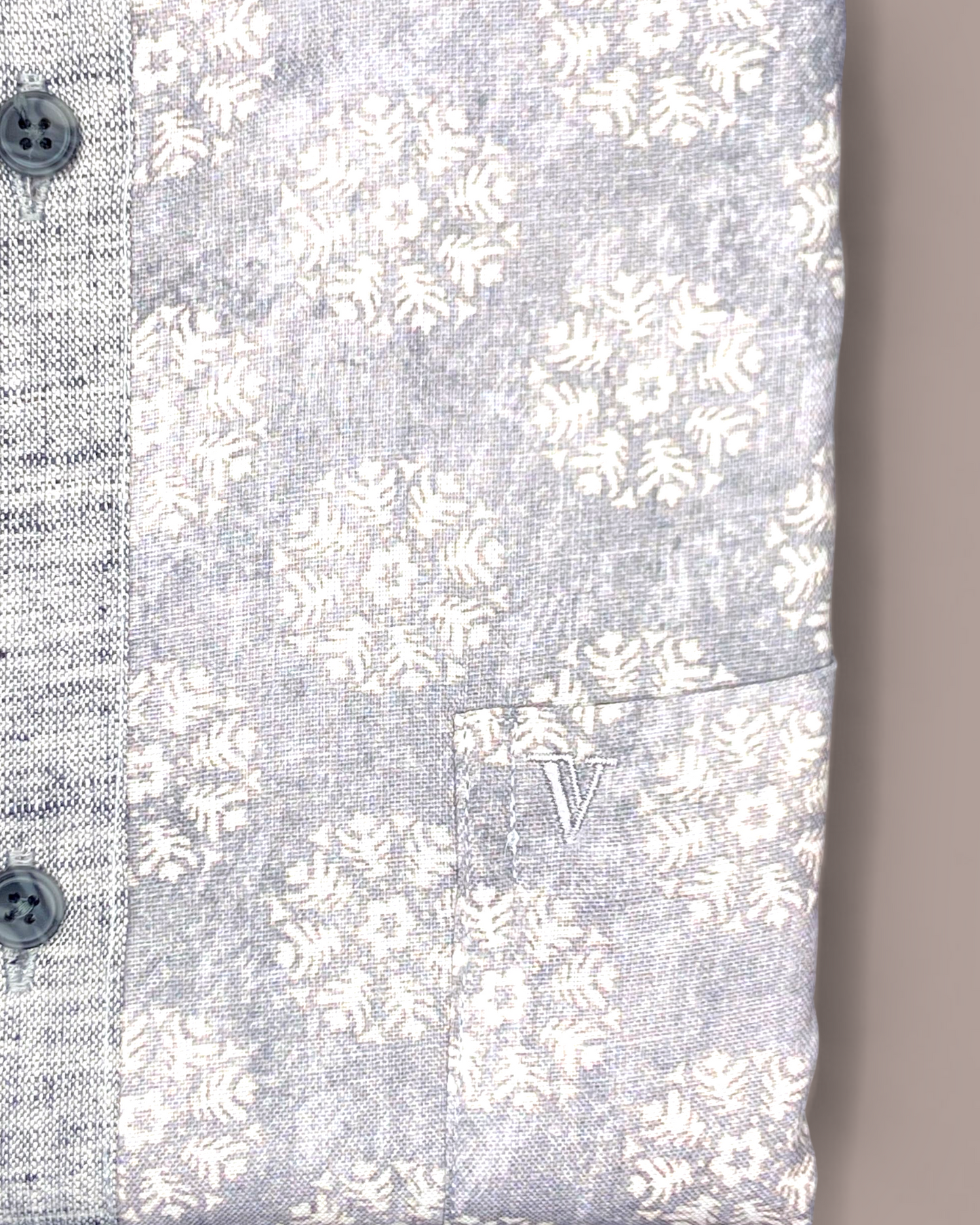 Men’s Smart Fit Grey Floral Printed Half Sleeve Shirt