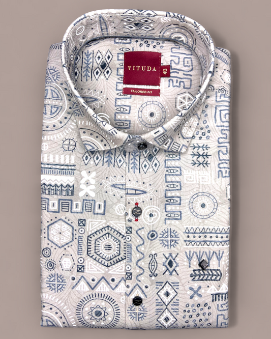 Men’s Tribal Geometric Printed Half Sleeve Shirt
