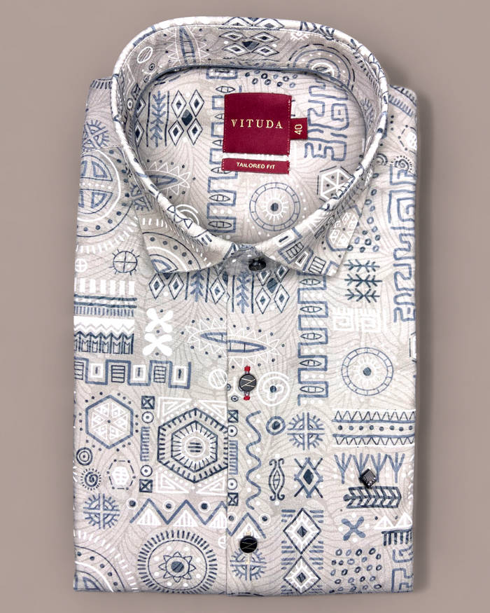 Men’s Tribal Geometric Printed Half Sleeve Shirt