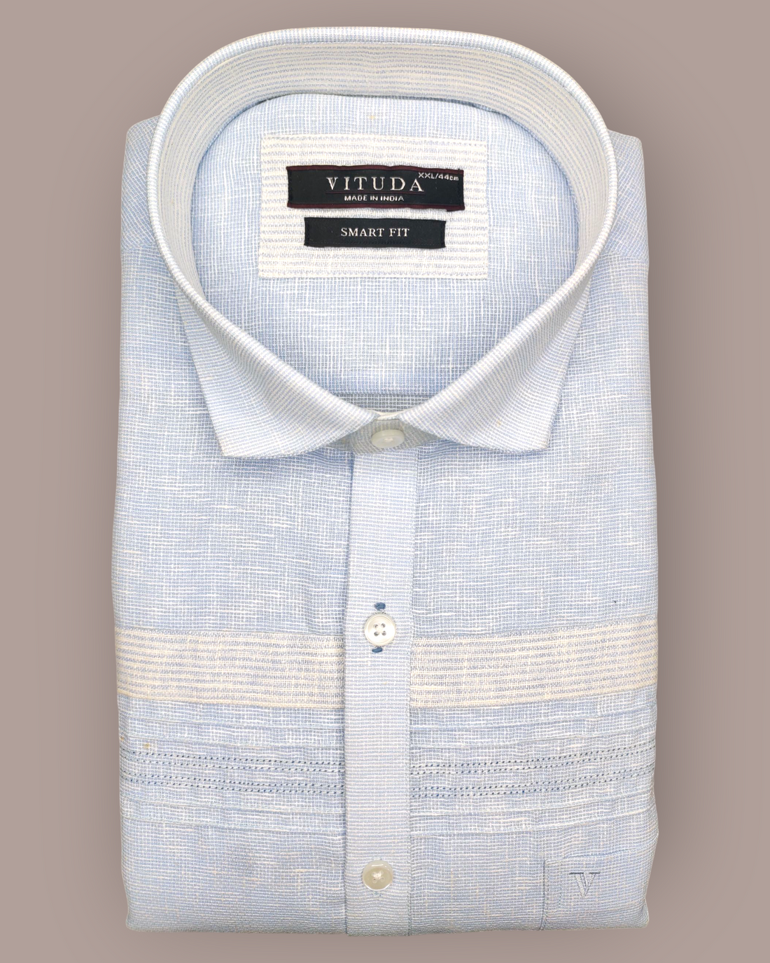 Men’s Half Sleeves Party Wear Light Sky Blue Textured Stripe Smart-Fit Shirt
