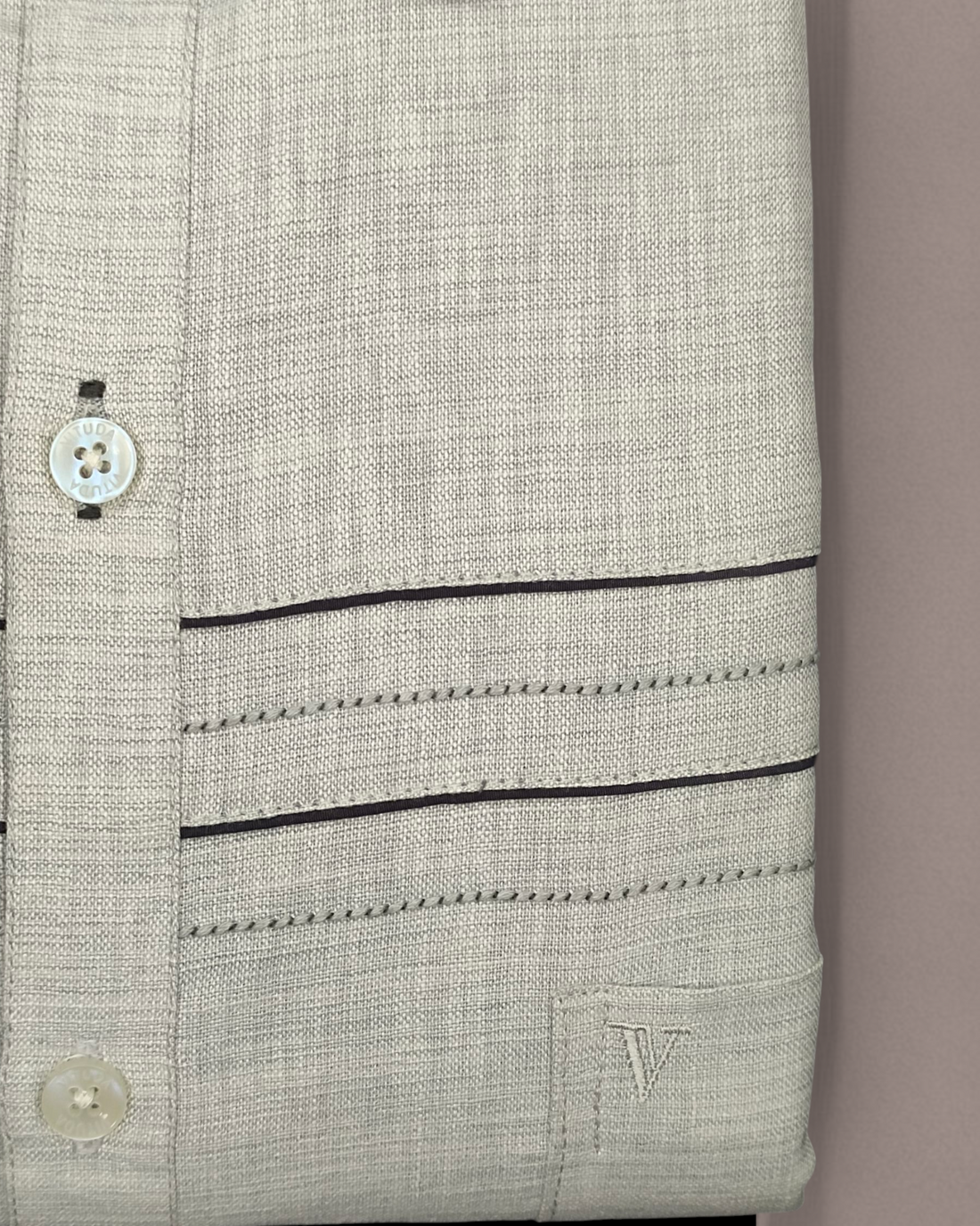 Men's Half Sleeves Light Grey Shirt with Contrast Piping Detail