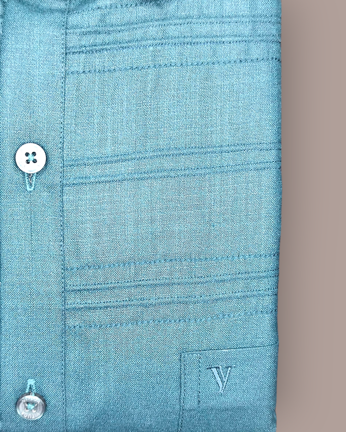 Men's Full Sleeves Teal Shirt with Textured Stripes