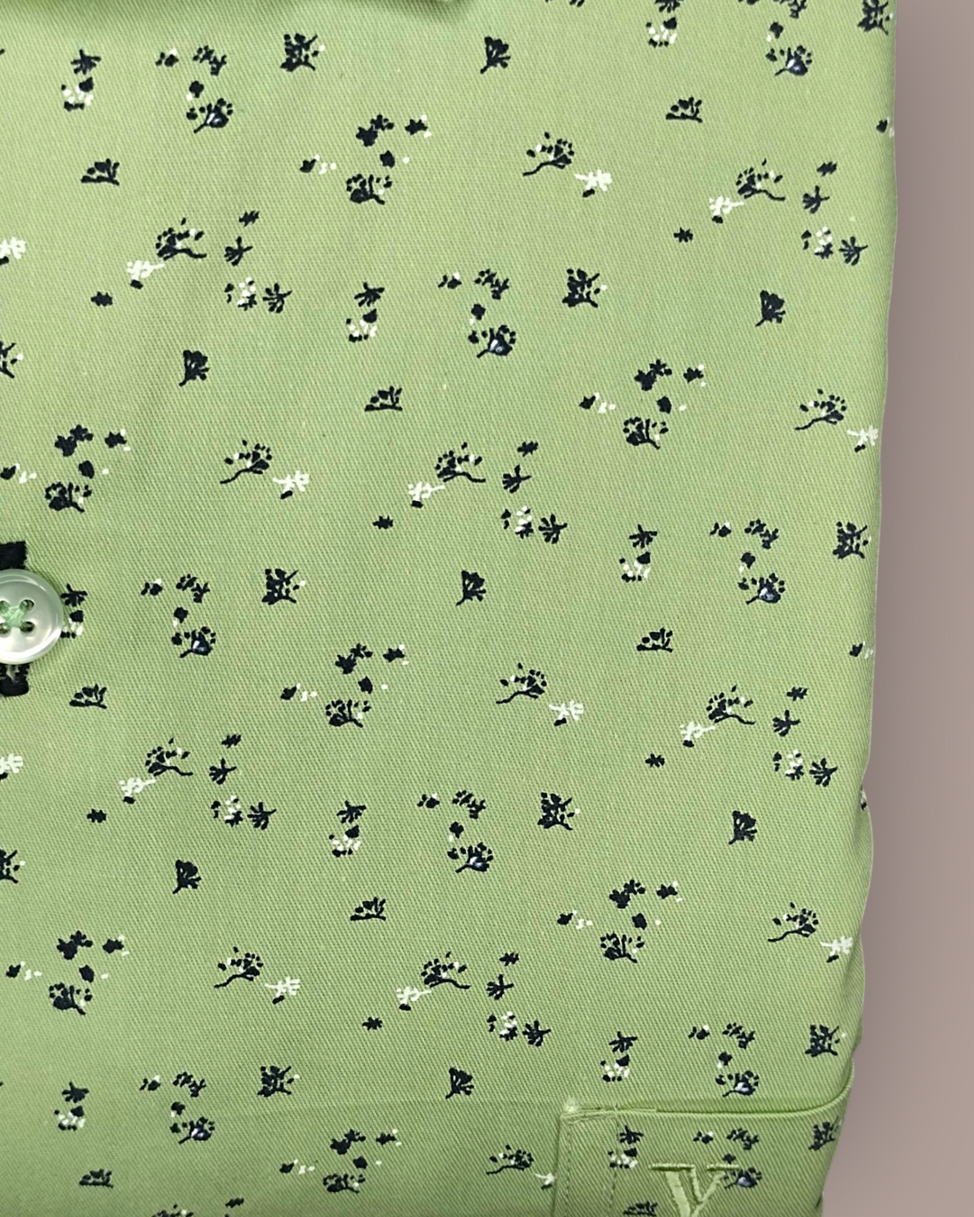 Men's Full Sleeves Light Green Shirt with Floral Print