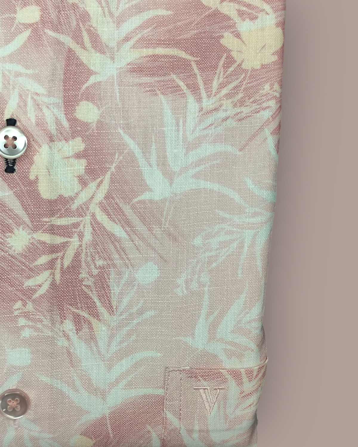 Men’s Light Pink Floral Printed Full Sleeve Shirt