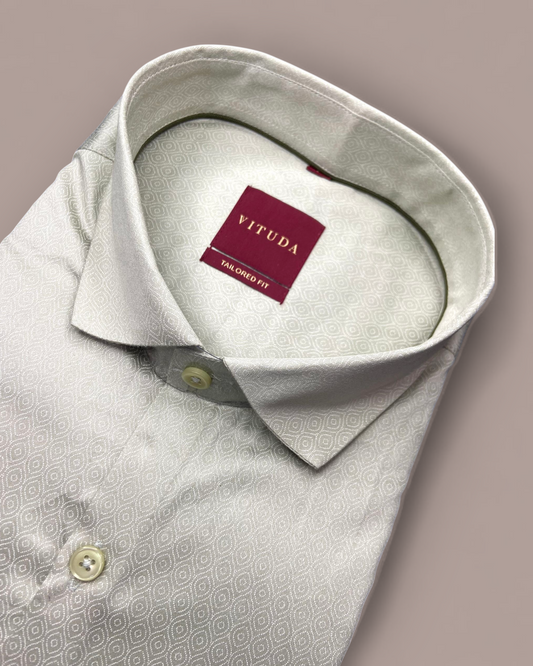 Men’s Light Silver Textured Full Sleeve Shirt