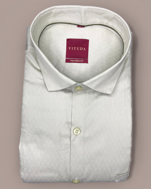 Men’s Light Silver Textured Full Sleeve Shirt