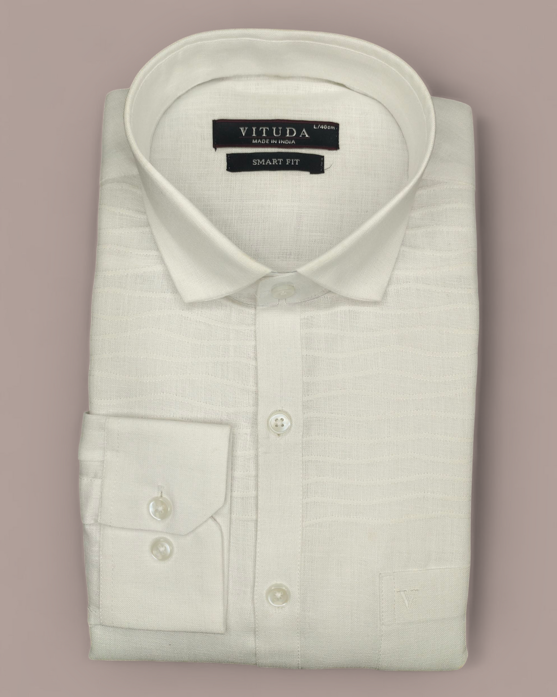 Men's Full Sleeves Party Wear Shirt - Textured White Shirt