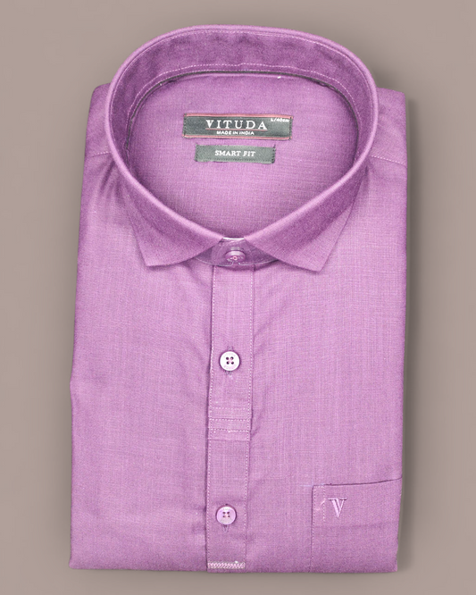 Men’s Full Sleeves Lavender Cotton Party Wear Shirt