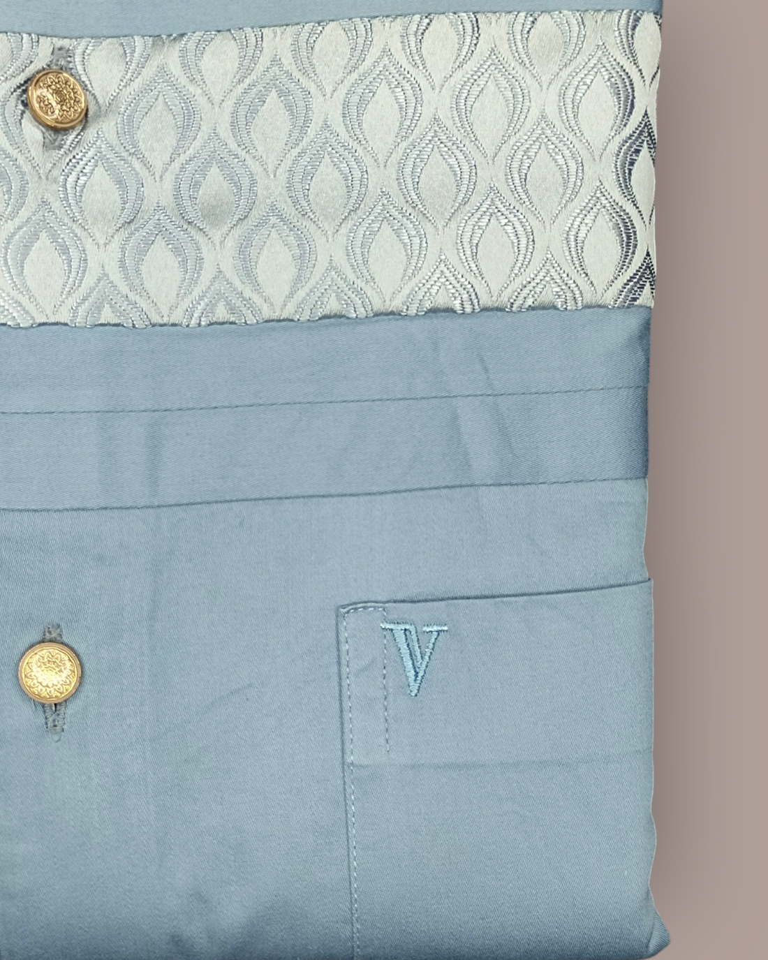 Men's Sky Blue Premium Smart Fit Full Sleeves Party Wear Shirt with Elegant Silver Jacquard Detailing