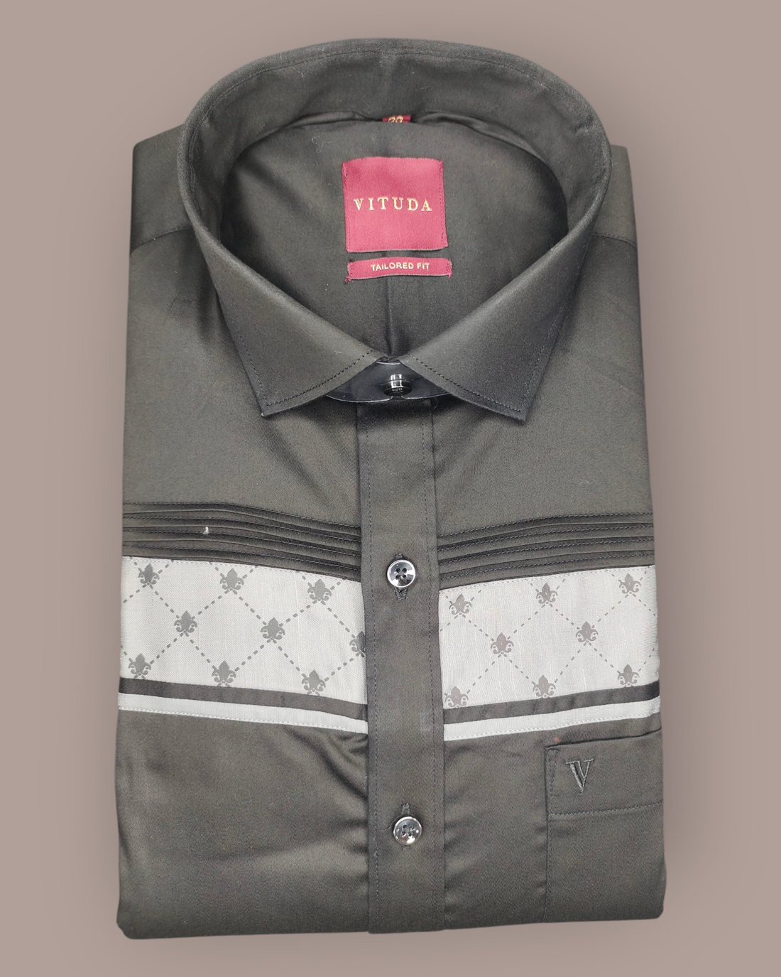 Men’s Black Full Sleeve Party Wear Shirt – Contrast Panel Design