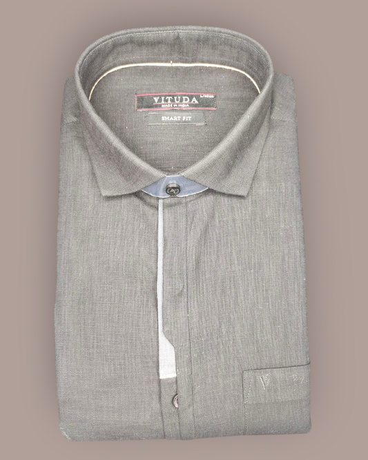Men’s Black Full Sleeves Party Wear Shirt – Minimalist Contrast Trim Design
