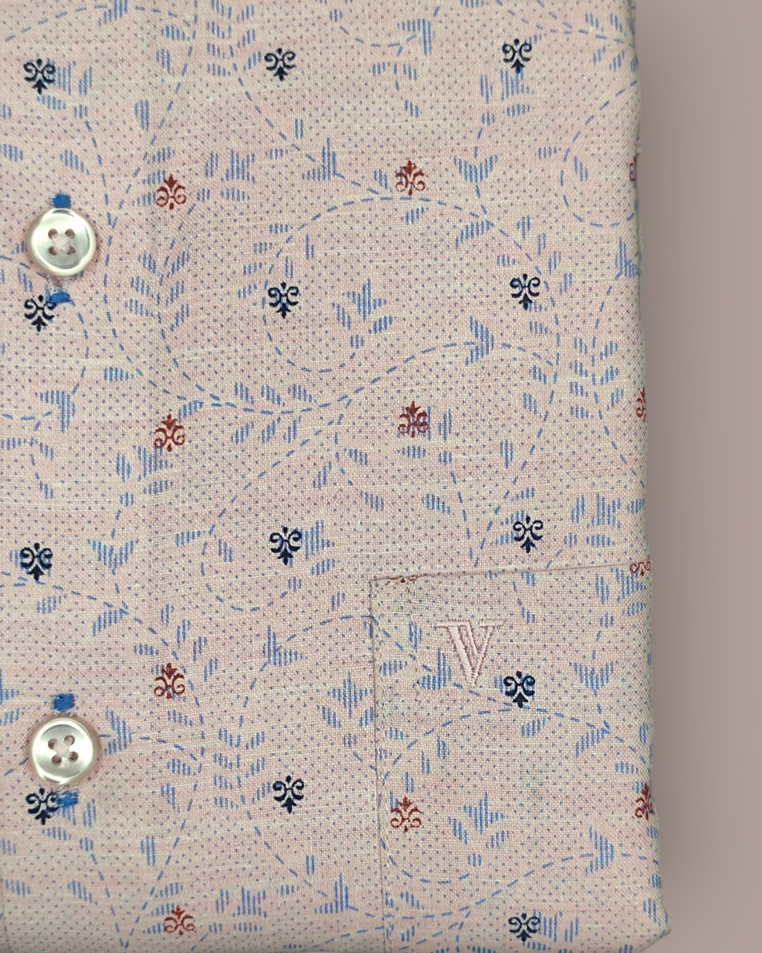 Men’s Peach Floral Printed Full Sleeve Shirt