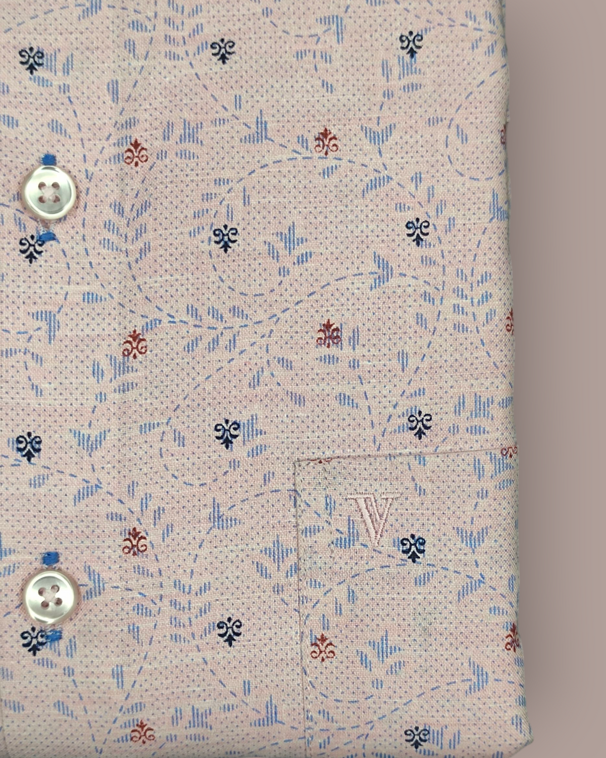 Men’s Peach Floral Printed Full Sleeve Shirt