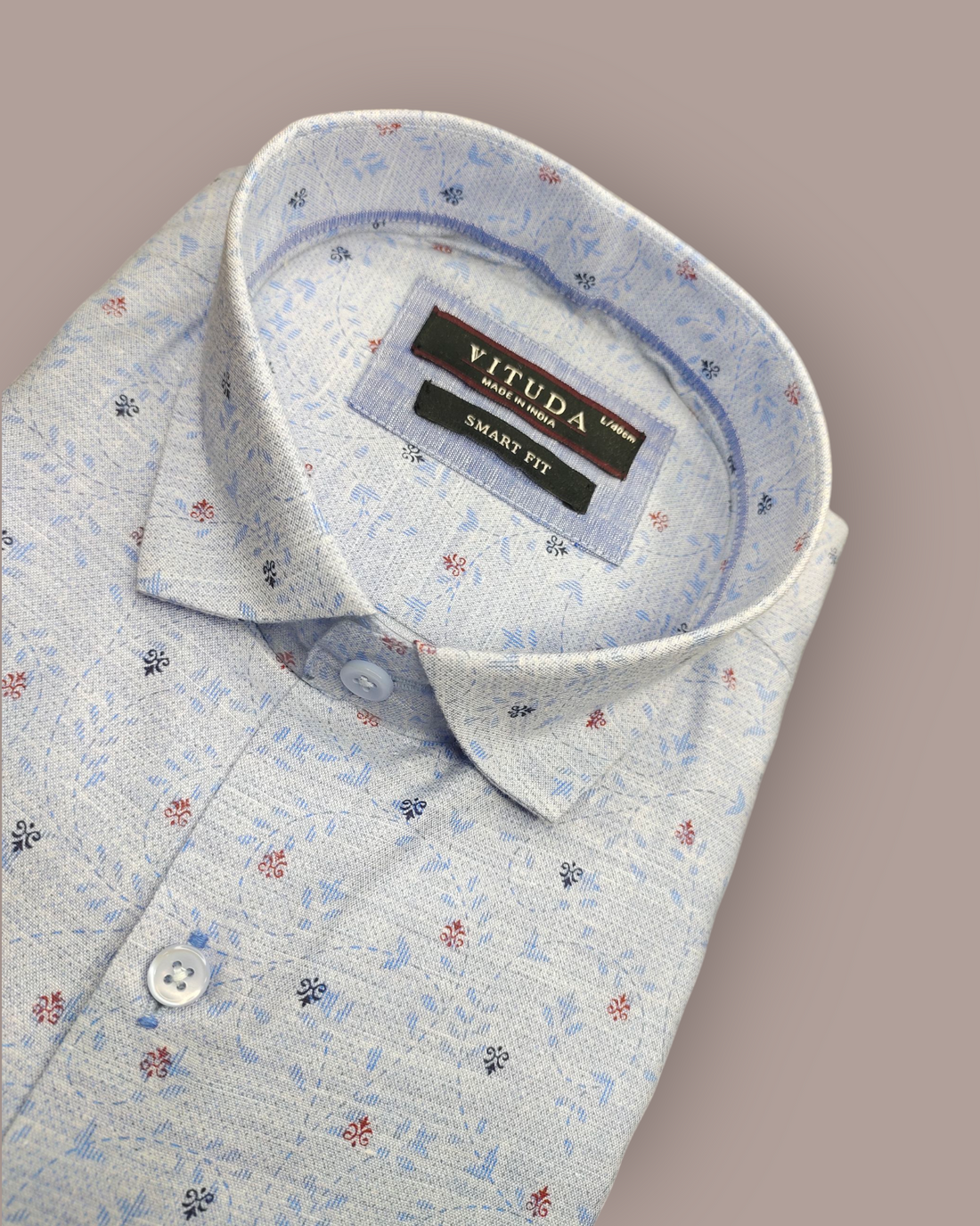 Men’s Blue Floral Printed Full Sleeve Shirt