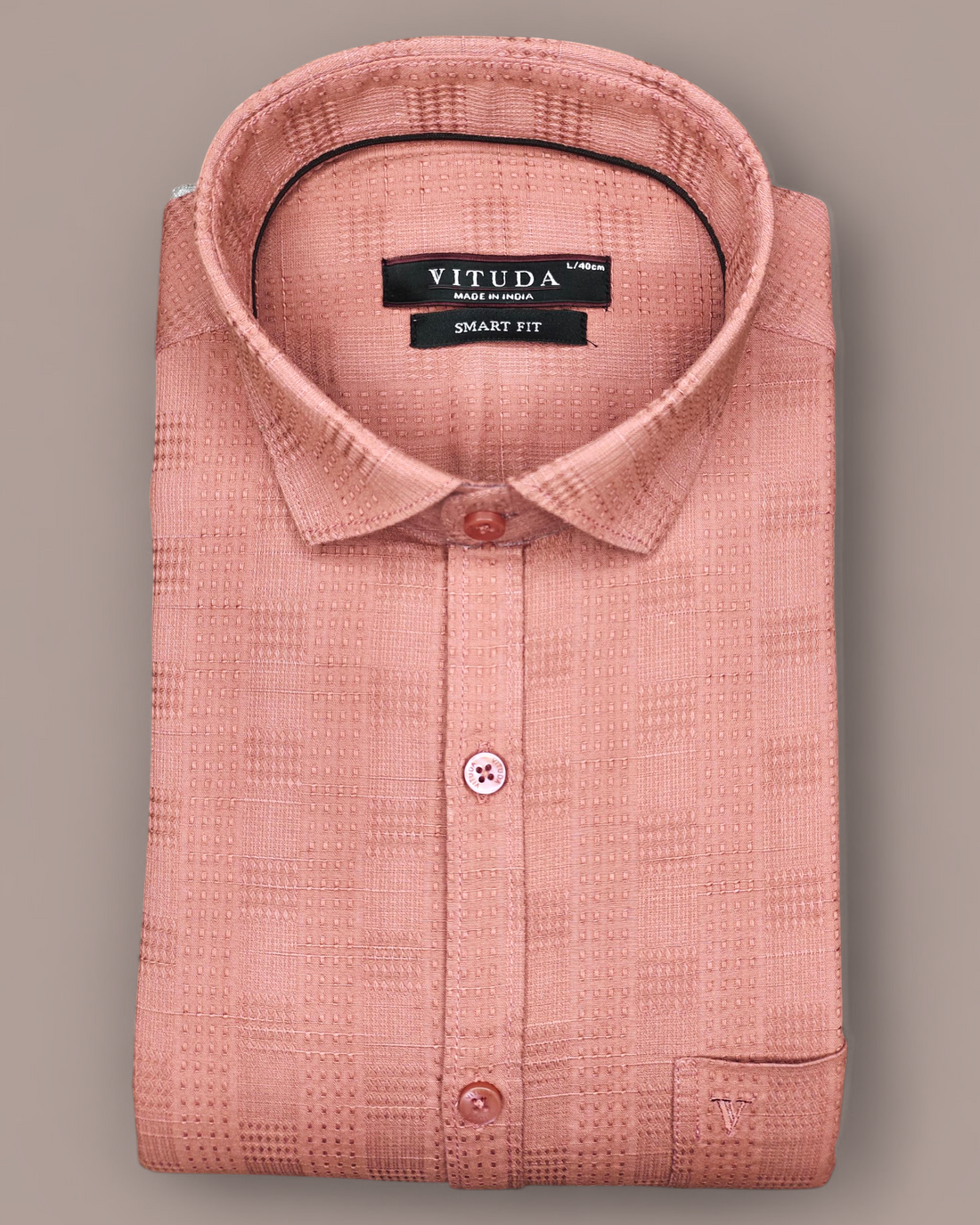 Men's Textured Rust Pink Full Sleeves Shirt – Festive & Formal Wear