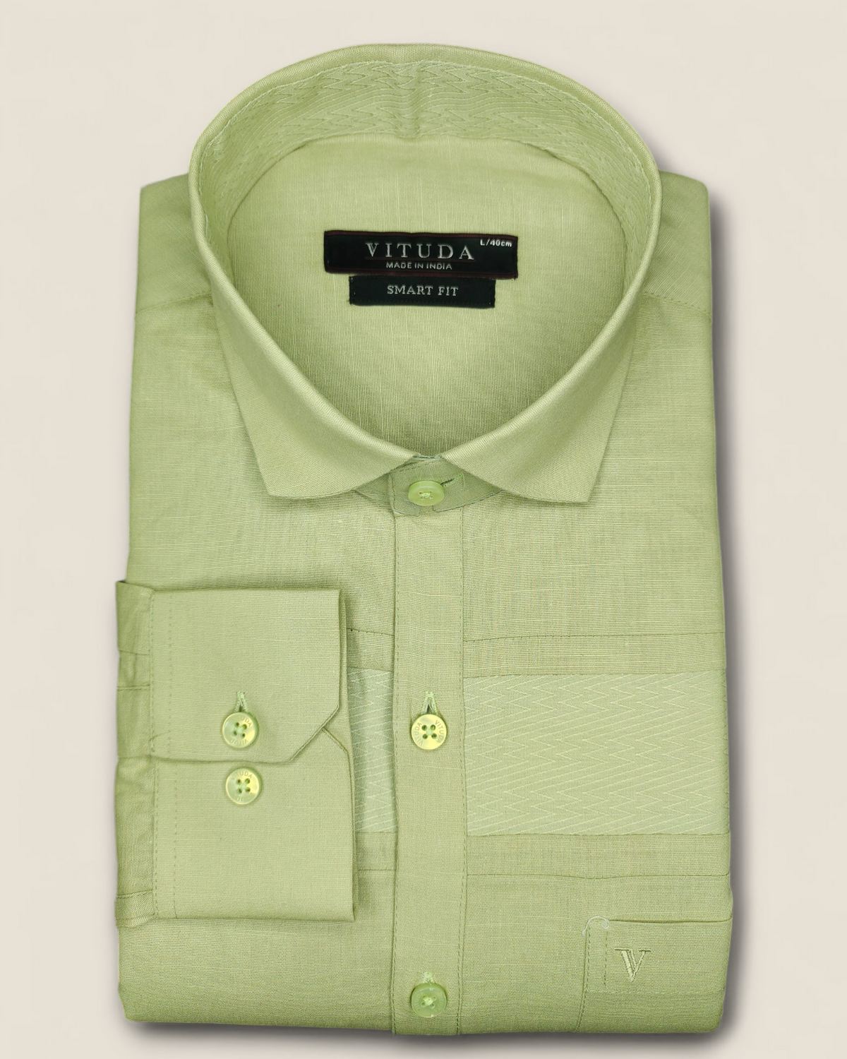 Men’s Light Green Full Sleeves Shirt – Subtle Weave Detailing