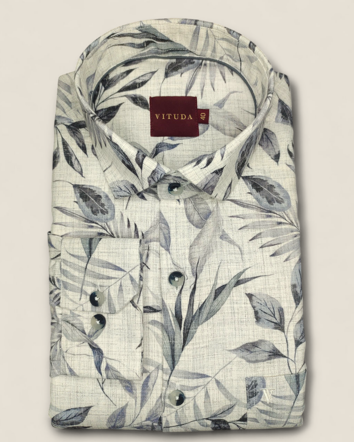 Men's Off-White Floral Printed Full Sleeves Casual Shirt – Relaxed Fit | Lightweight & Breathable