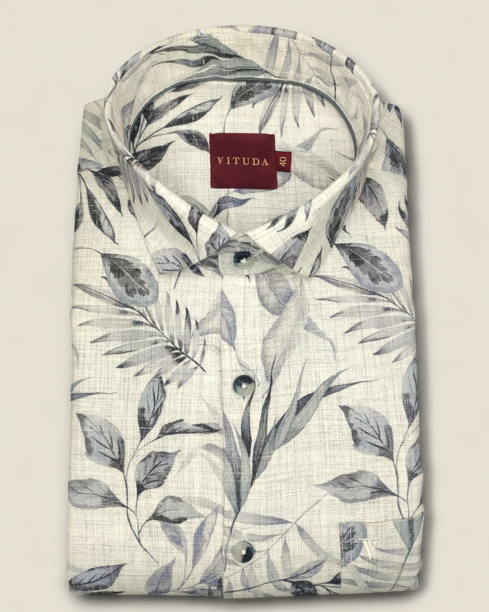 Men's Off-White Floral Printed Full Sleeves Casual Shirt – Relaxed Fit | Lightweight & Breathable