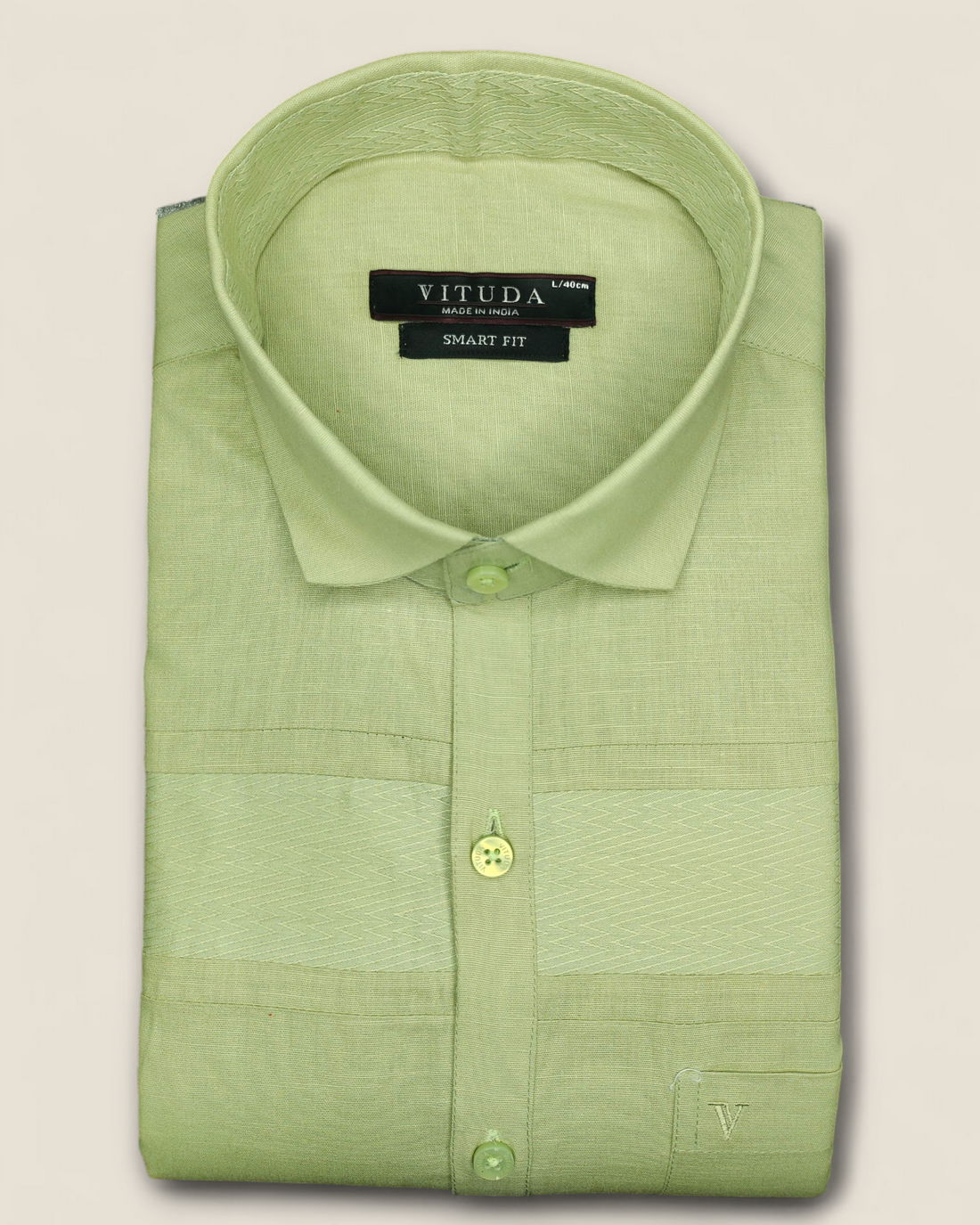 Men’s Light Green Full Sleeves Shirt – Subtle Weave Detailing