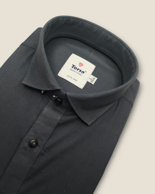 Men's Full Sleeves Smart Casual Shirt – Grey | Premium Cotton Blend | Classic Fit