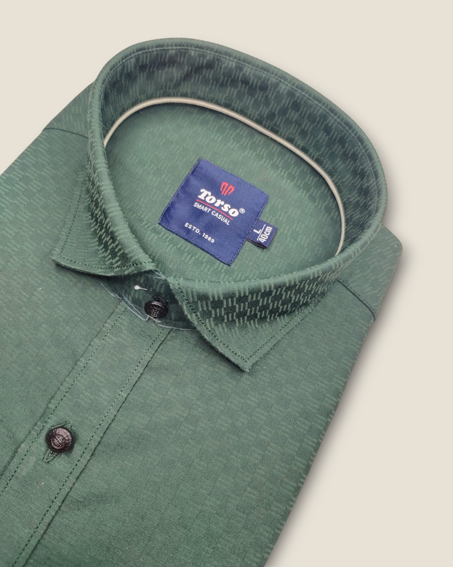 Men's Full Sleeves Smart Casual Shirt – M Green | Premium Cotton Blend | Classic Fit