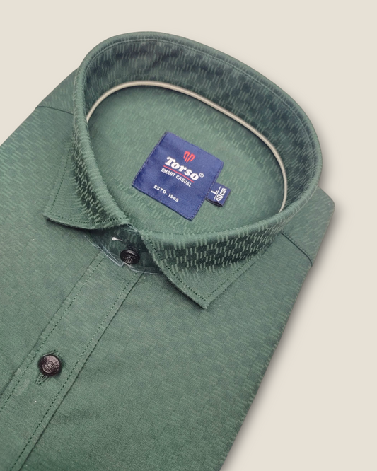 Men's Full Sleeves Smart Casual Shirt – M Green | Premium Cotton Blend | Classic Fit