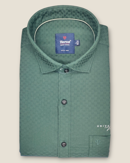 Men's Full Sleeves Smart Casual Shirt – M Green | Premium Cotton Blend | Classic Fit