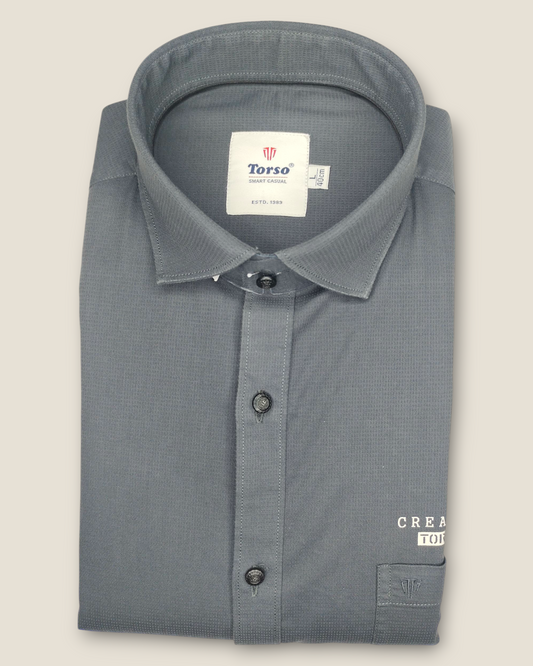 Men's Full Sleeves Smart Casual Shirt – Grey | Premium Cotton Blend | Classic Fit