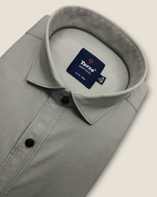 Men's Full Sleeves Smart Casual Shirt – Light Grey | Premium Cotton Blend | Classic Fit