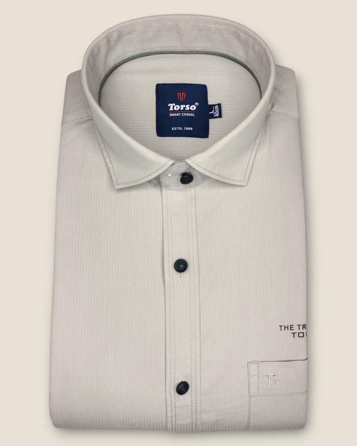 Men's Full Sleeves Smart Casual Shirt – Light Grey | Premium Cotton Blend | Classic Fit