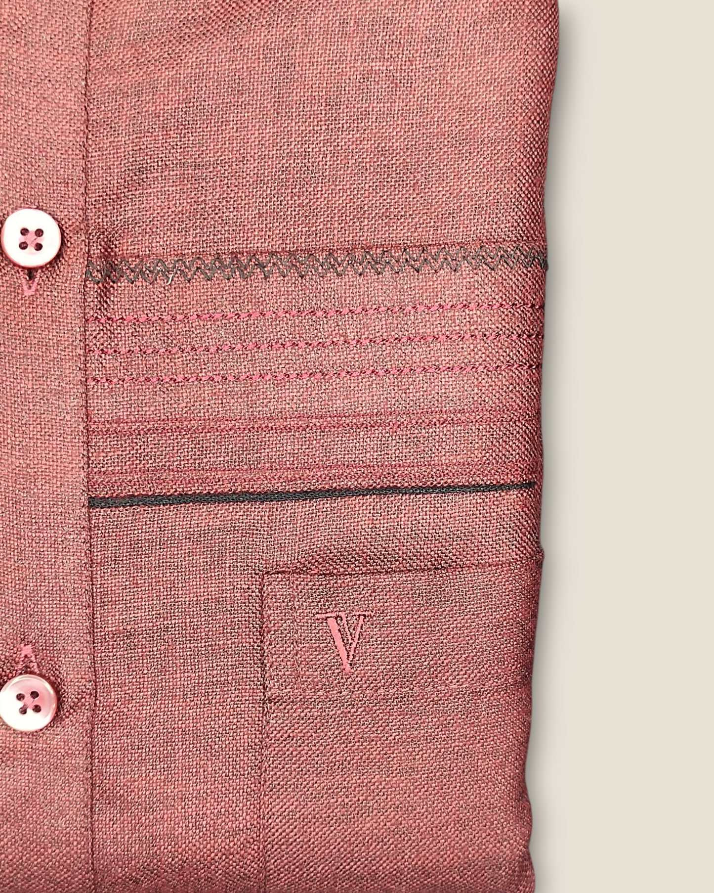 Men's Half Sleeves Party Wear Shirt - Rich Red with Embroidered Stripes