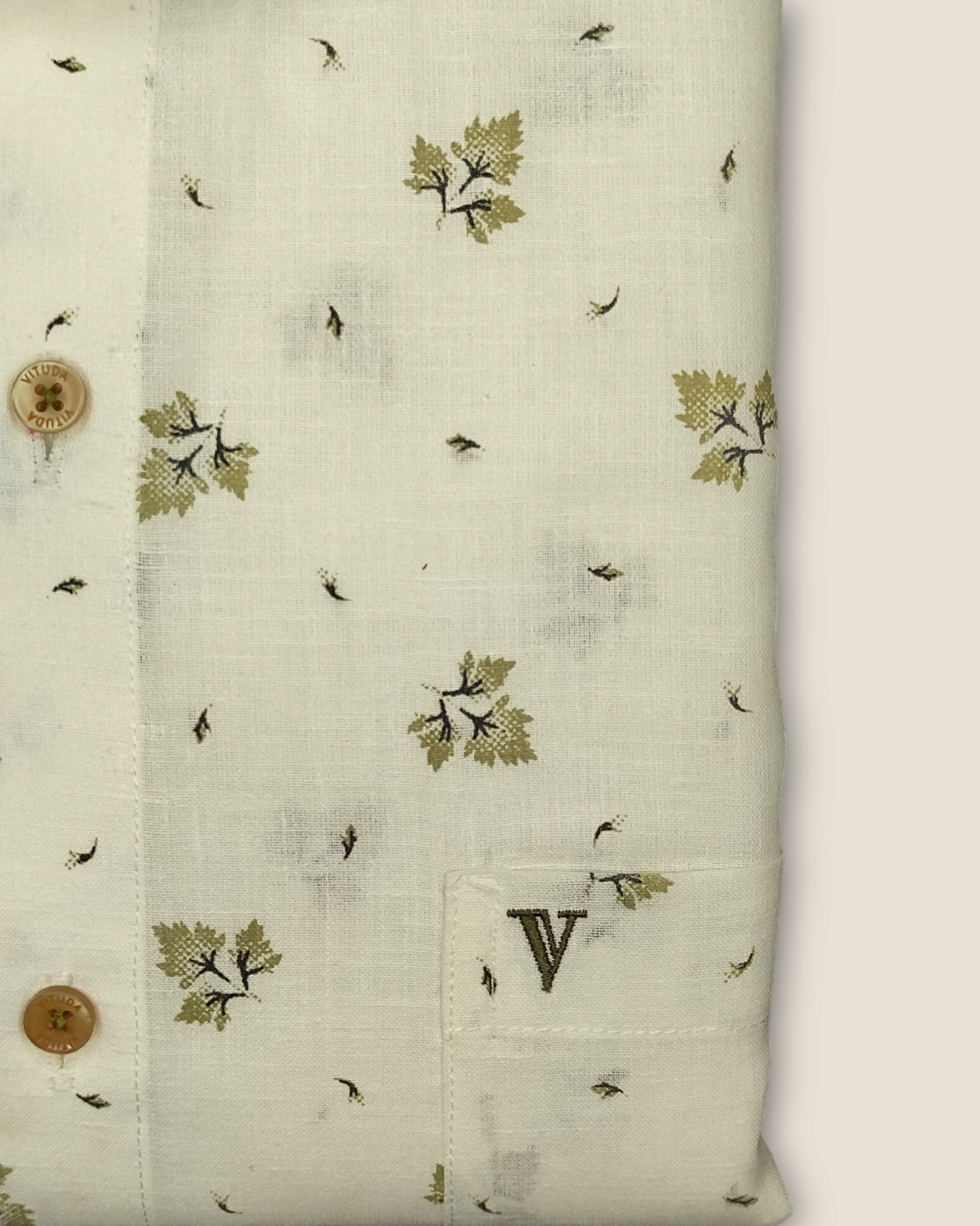 Men's Half Sleeves Party Wear Shirt - Floral Print with Olive Collar