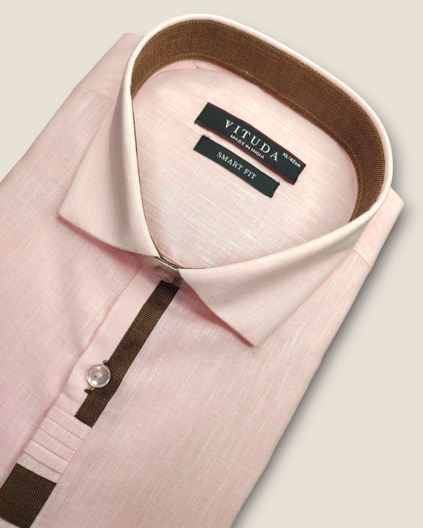Men's Half Sleeves Light Pink Party Wear Shirt – Elegant & Minimalist Design