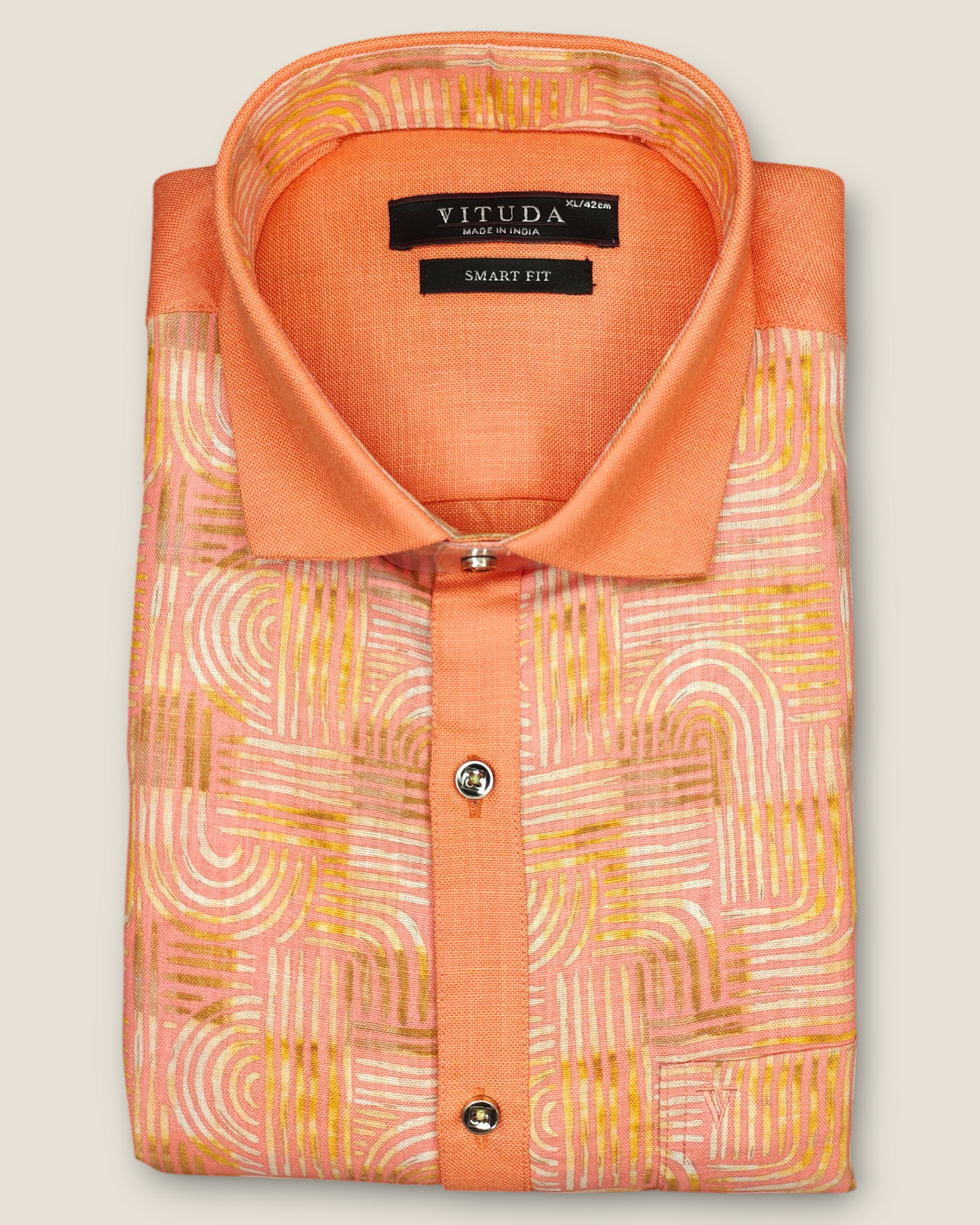 Men's Half Sleeves Orange Printed Party Wear Shirt – Bold & Artistic