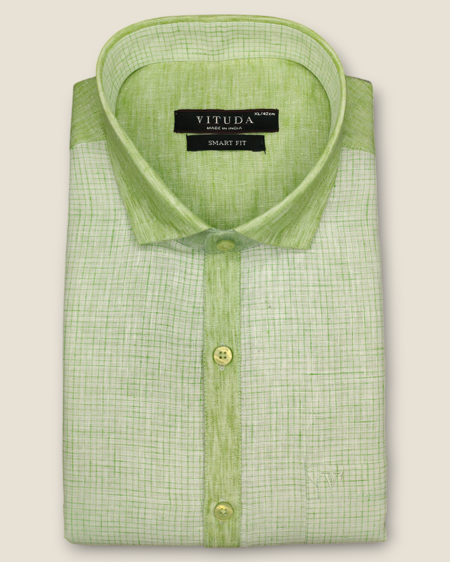 Men's Half Sleeves Light Green Checked Party Wear Shirt – Elegant & Refreshing