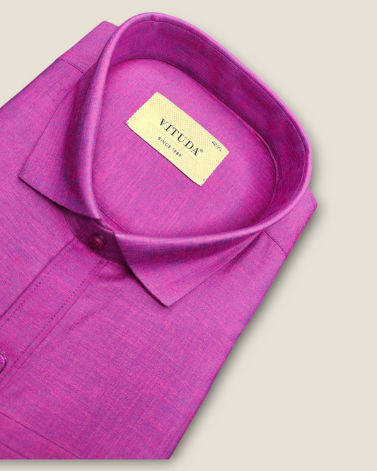 Men's Half Sleeves Magenta Party Wear Shirt – Bold & Stylish