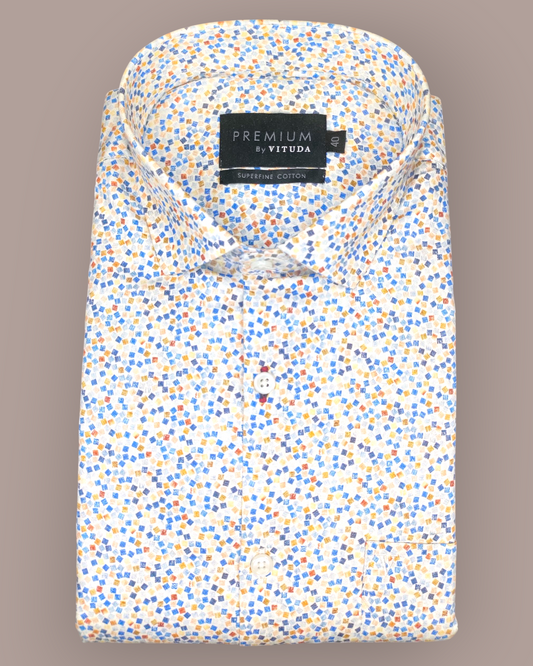 Men's Full Sleeves Premium Confetti Printed Superfine Cotton Shirt – Multi-Color