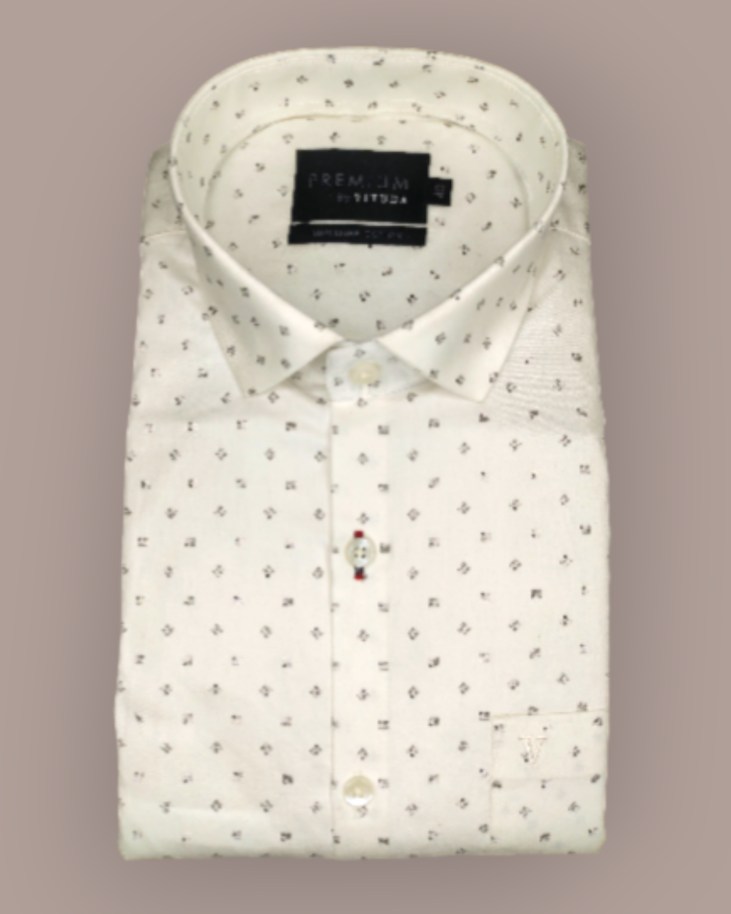Men's Full Sleeves Premium White & Grey Micro-Square Printed Superfine Cotton Shirt