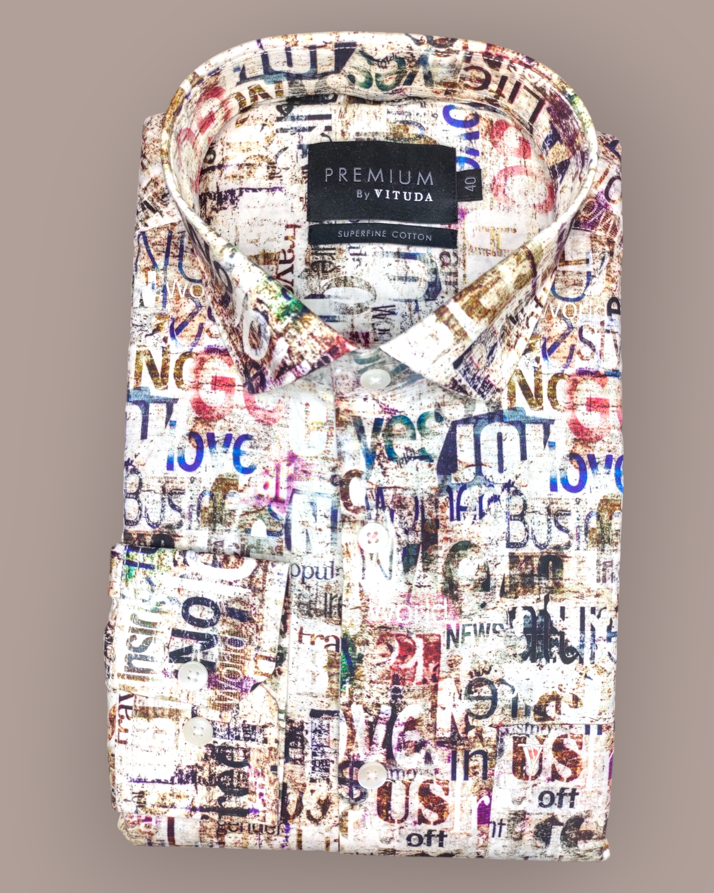 Men's Full Sleeves Premium Typographic Printed Superfine Cotton Shirt