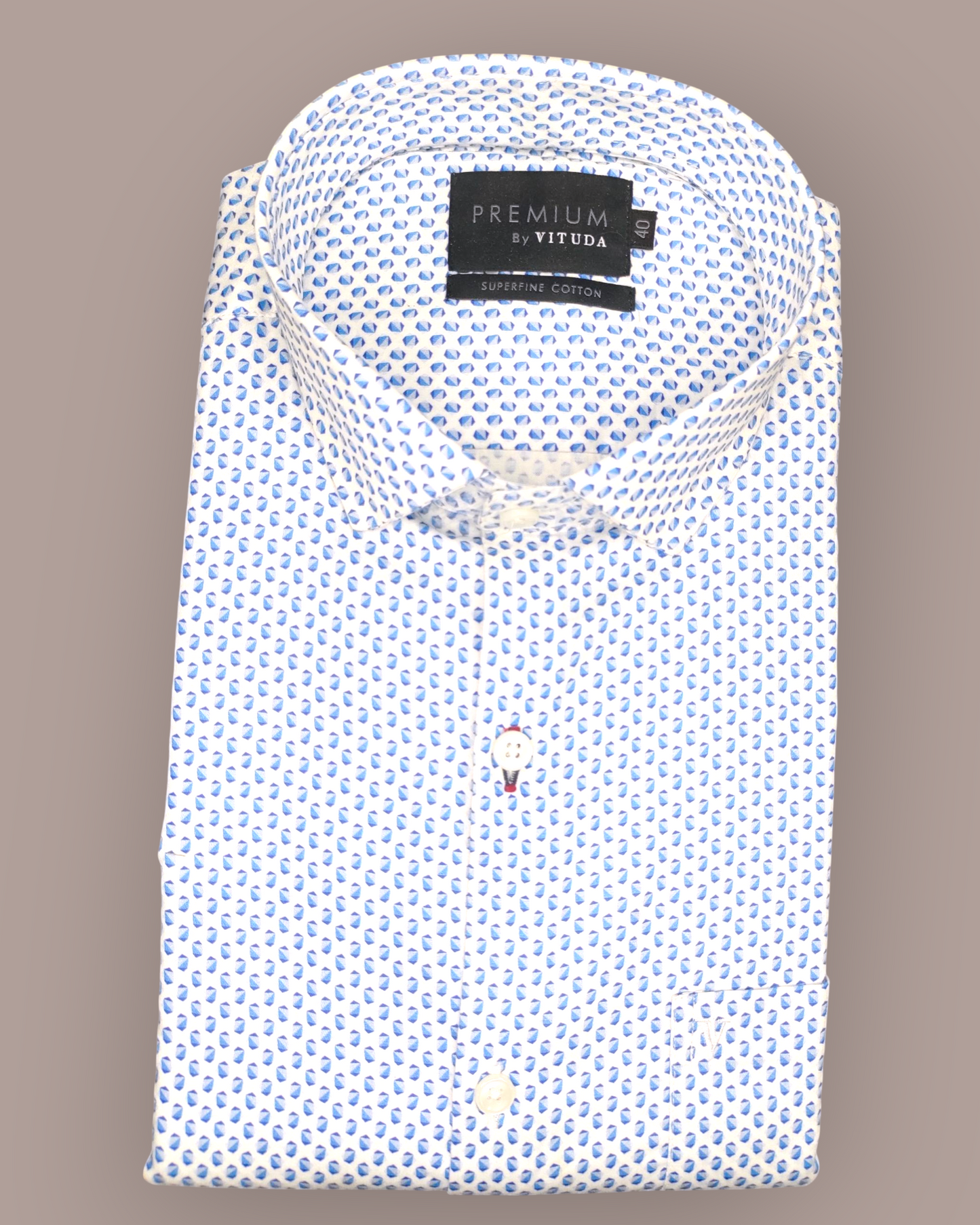 Men's Full Sleeves Premium Blue Droplet Printed Superfine Cotton Shirt