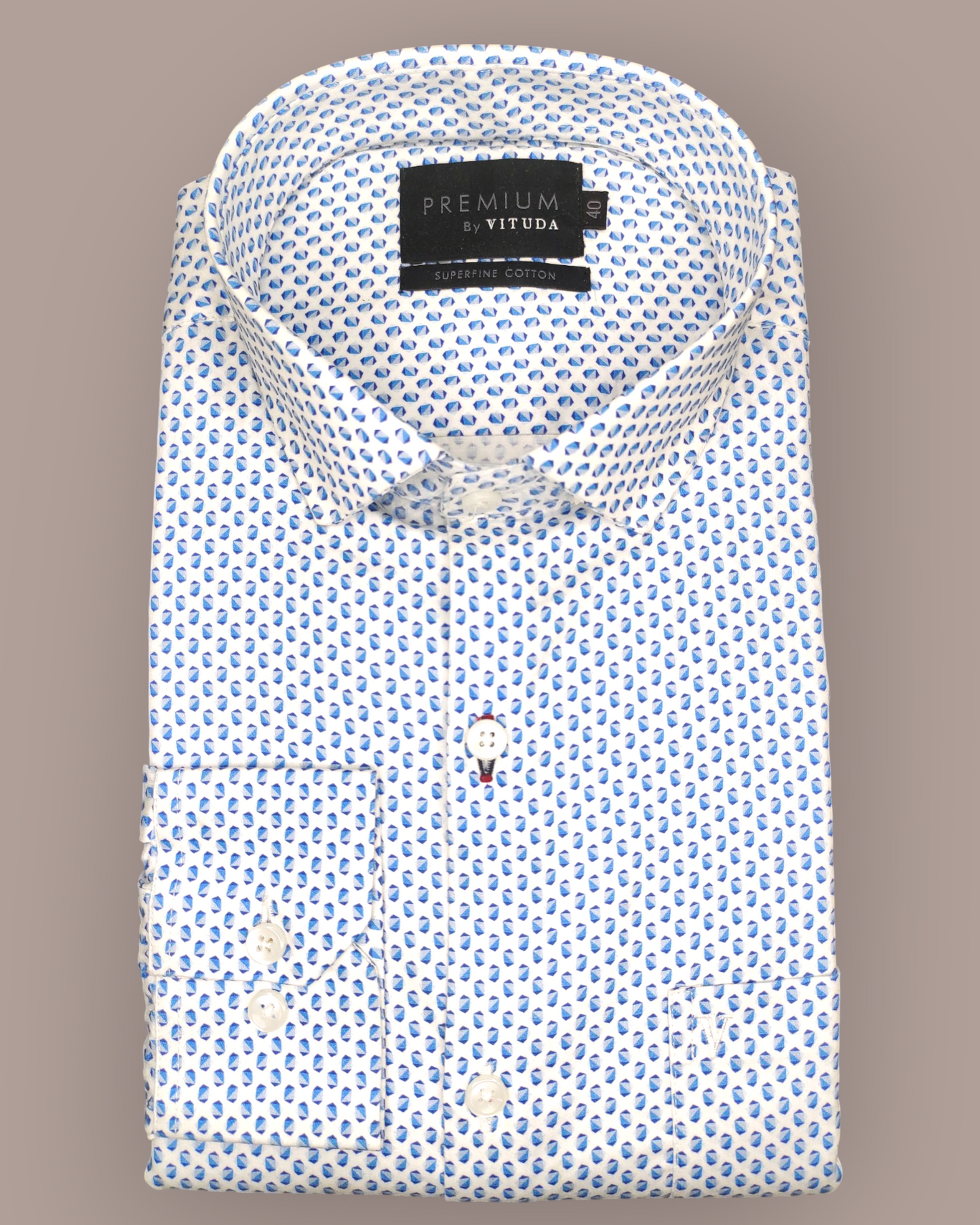 Men's Full Sleeves Premium Blue Droplet Printed Superfine Cotton Shirt