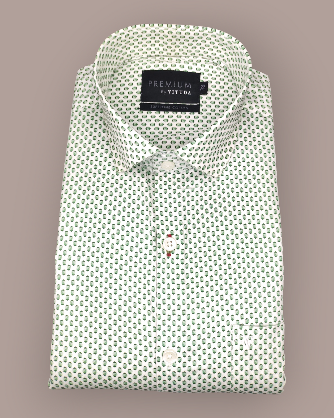 Men's Full Sleeves Premium Green Micro-Print Superfine Cotton Shirt