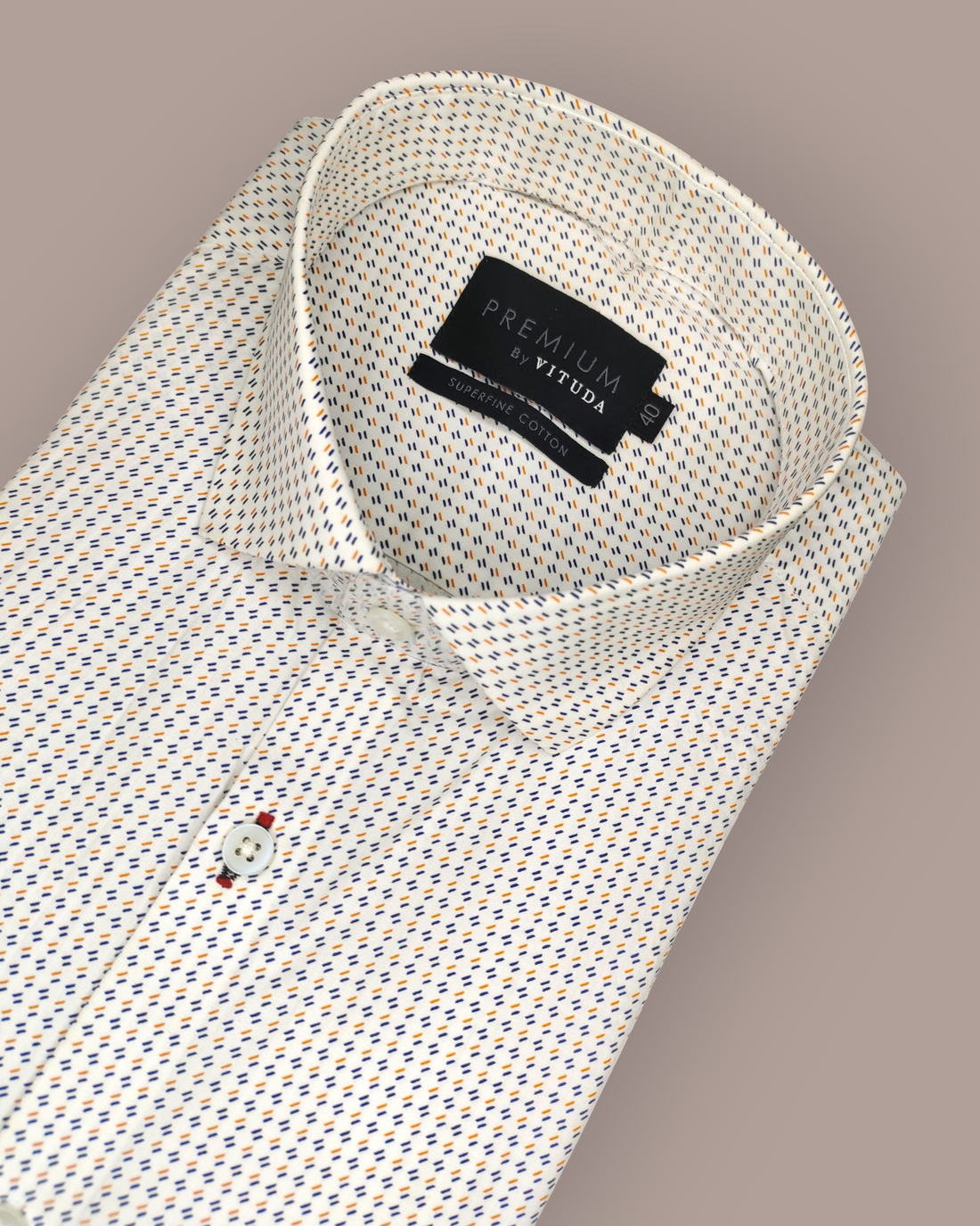 Men's Full Sleeves Premium Micro-Geometric Printed Superfine Cotton Shirt – Blue & Gold