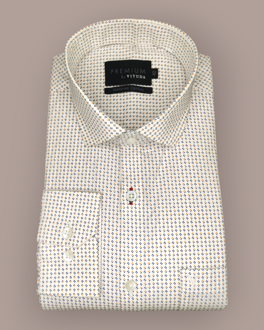 Men's Full Sleeves Premium Micro-Geometric Printed Superfine Cotton Shirt – Blue & Gold