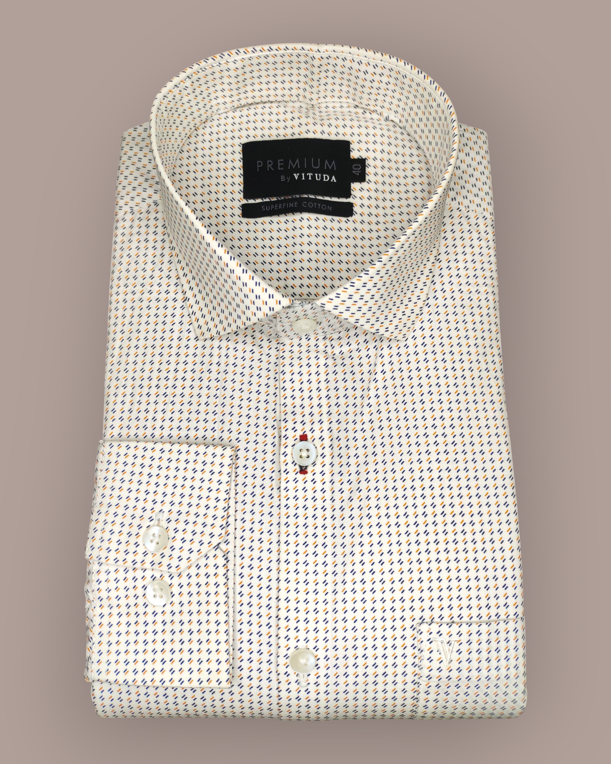 Men's Full Sleeves Premium Micro-Geometric Printed Superfine Cotton Shirt – Blue & Gold