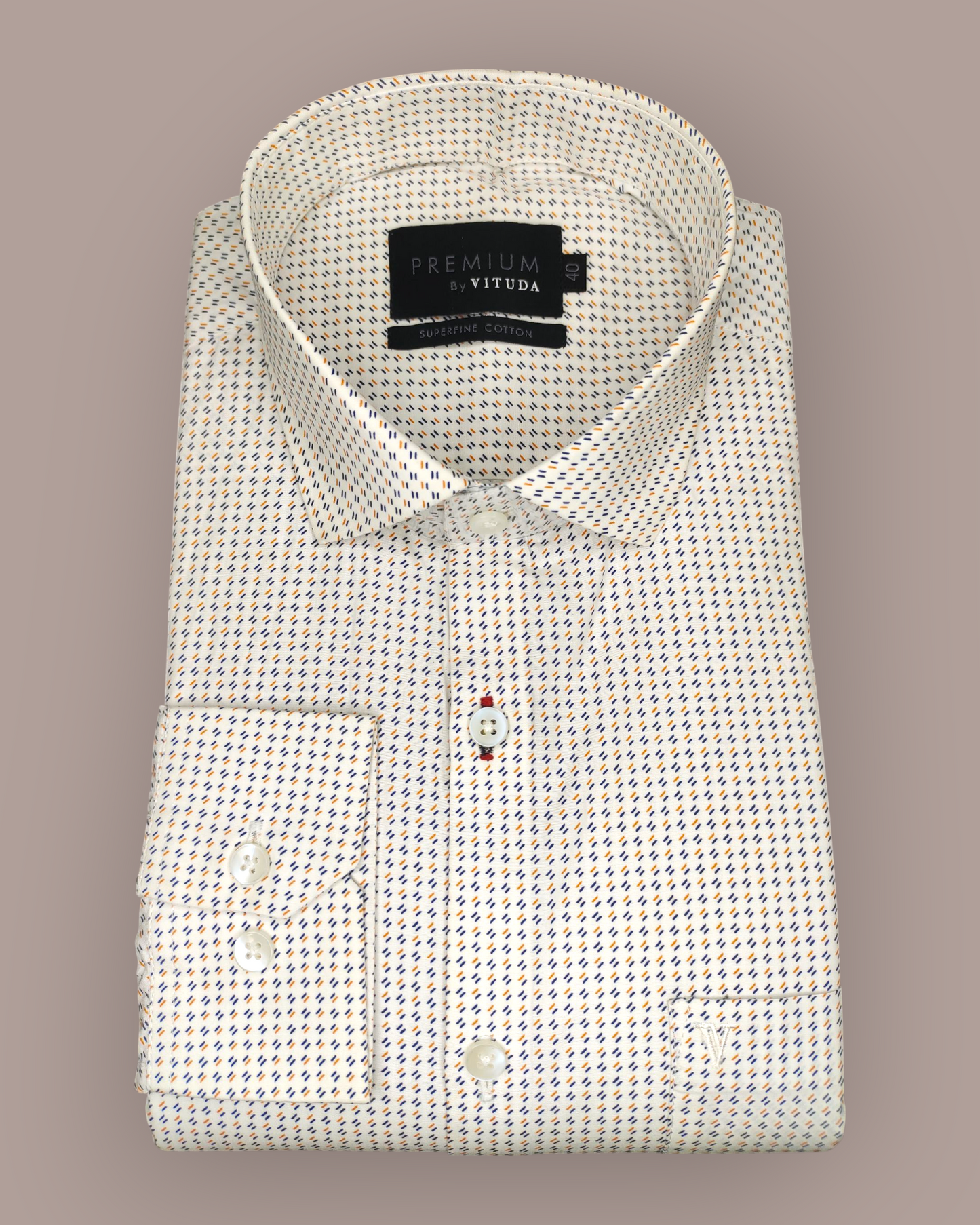 Men's Full Sleeves Premium Micro-Geometric Printed Superfine Cotton Shirt – Blue & Gold