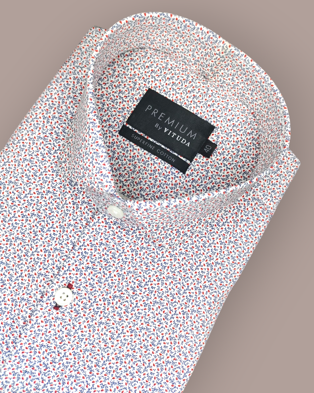 Men's Full Sleeves Premium Micro-Dot Printed Superfine Cotton Shirt – Red & Blue