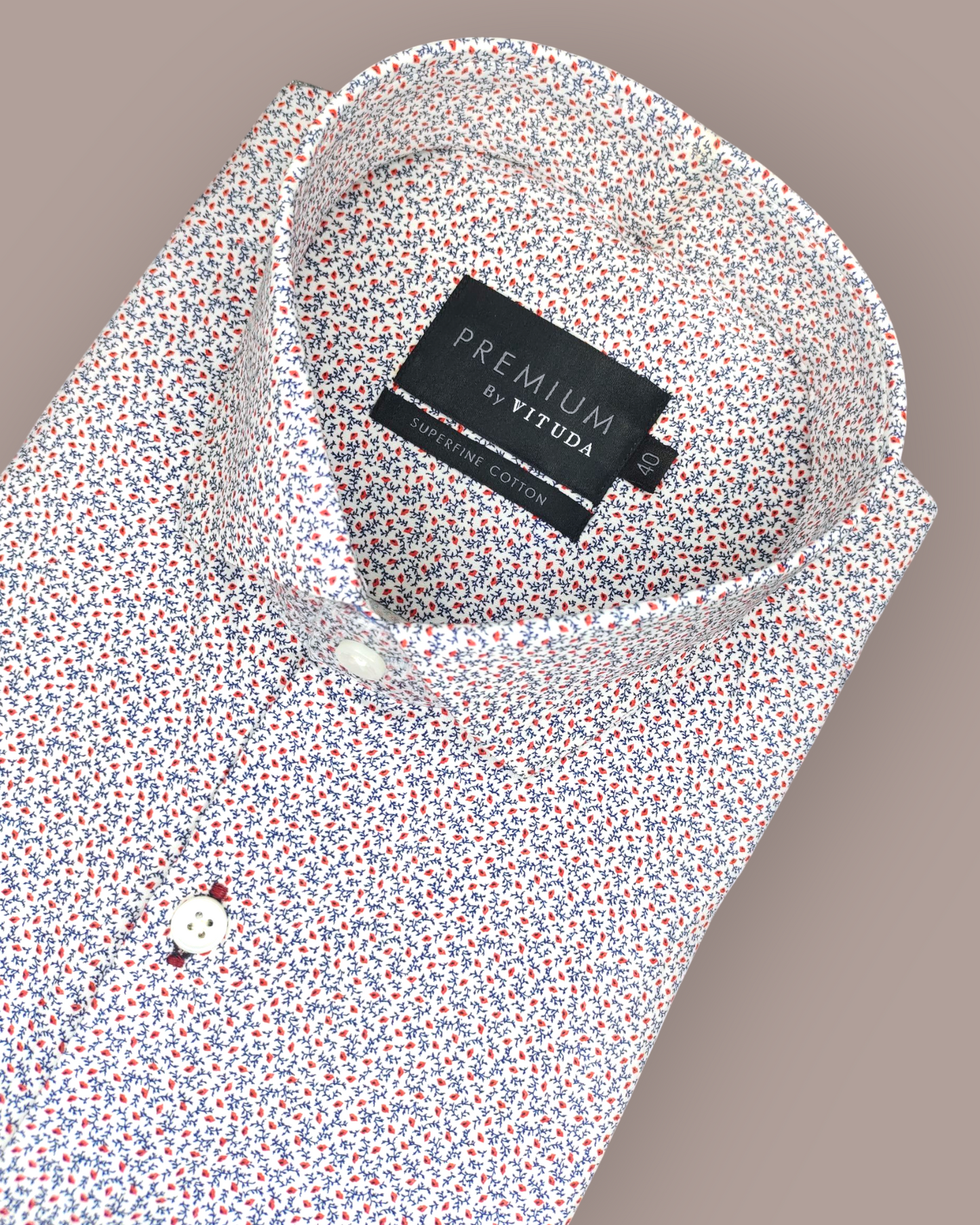Men's Full Sleeves Premium Micro-Dot Printed Superfine Cotton Shirt – Red & Blue