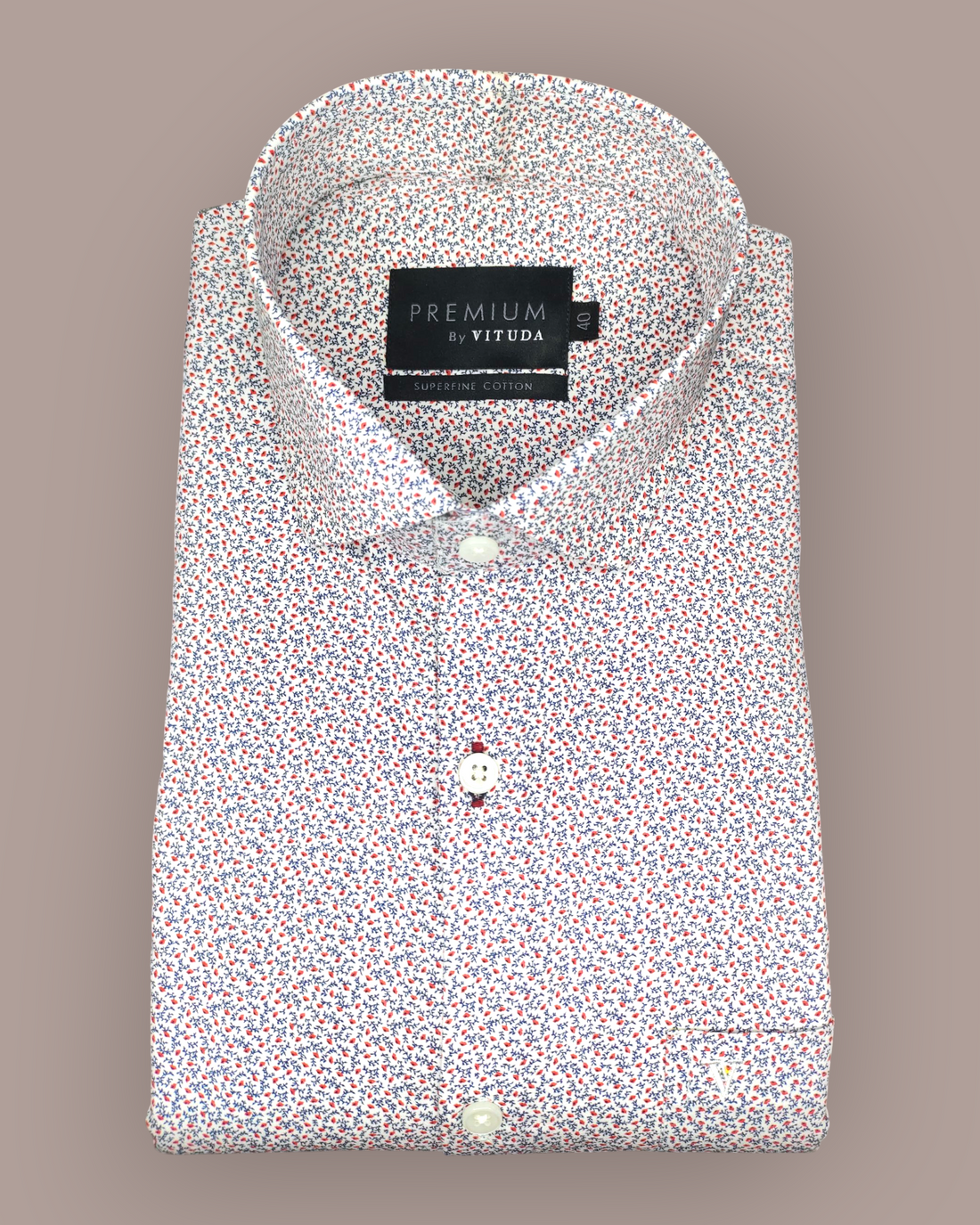 Men's Full Sleeves Premium Micro-Dot Printed Superfine Cotton Shirt – Red & Blue